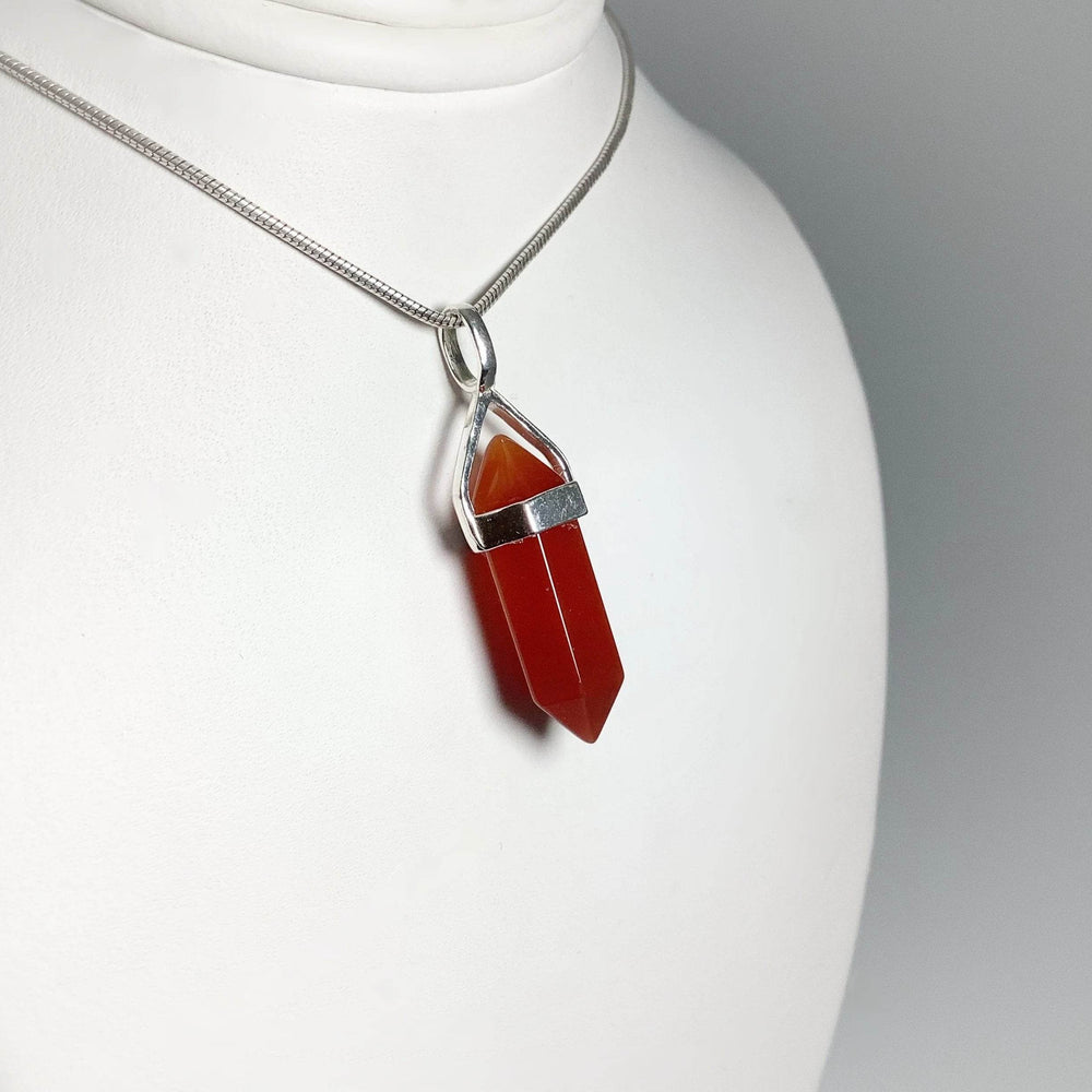 Carnelian Agate Double Terminated Point Pendant - Rocks and Gems Canada