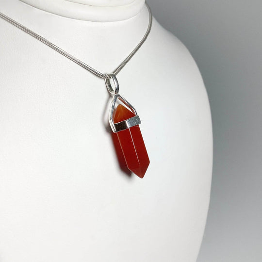 Carnelian Agate Double Terminated Point Pendant - Rocks and Gems Canada