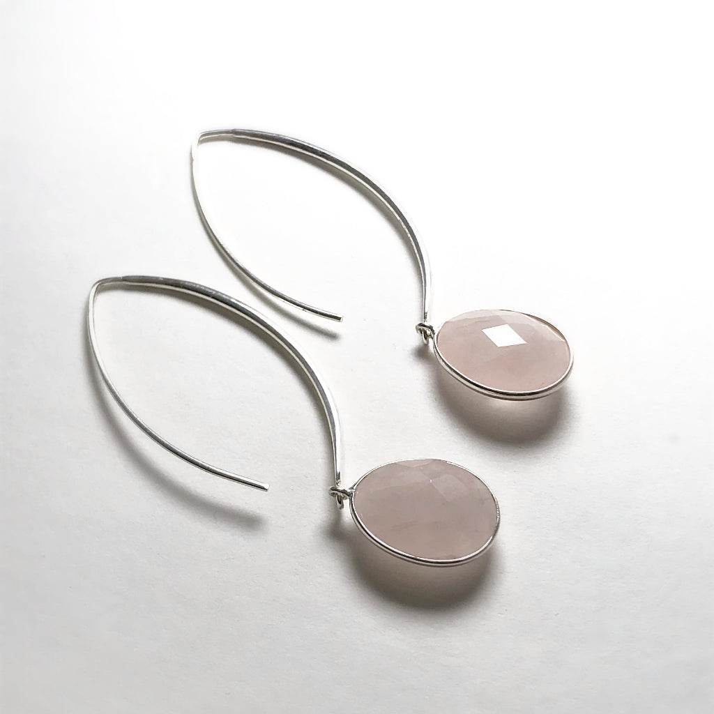 Rose Quartz Faceted Dangle Earrings - Rocks and Gems Canada