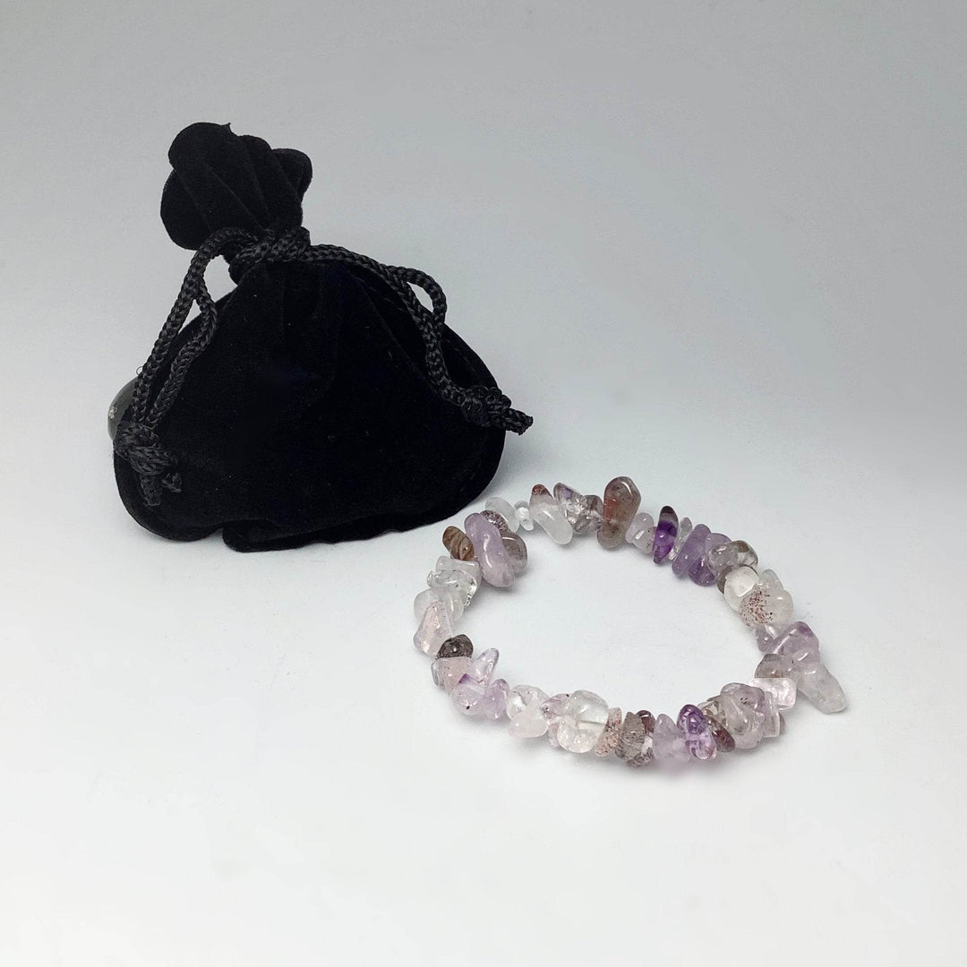 Mixed Purple Rutilated Quartz Chip Beaded Bracelet - Rocks and Gems Canada