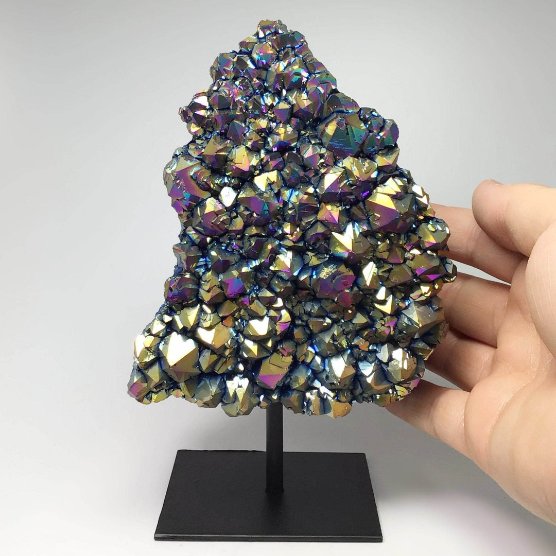 Rainbow Amethyst Druze Cluster On Stand - Rocks and Gems Canada