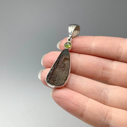 Moldavite and Peridot Pendant - Rocks and Gems Canada