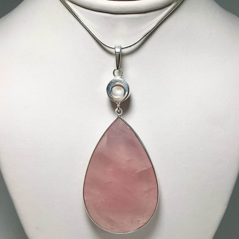 Faceted Rose Quartz and Pearl Pendant - Rocks and Gems Canada