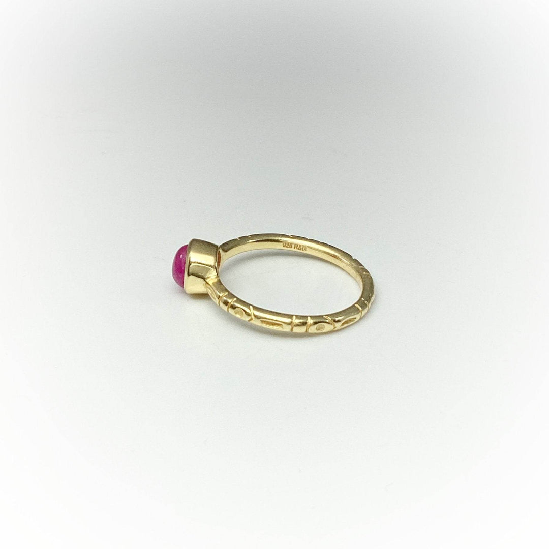 Pink Jade Gold Finish Ring - Rocks and Gems Canada