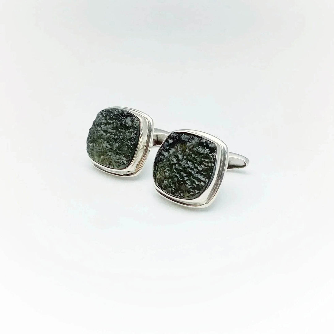 Moldavite Cufflinks - Rocks and Gems Canada