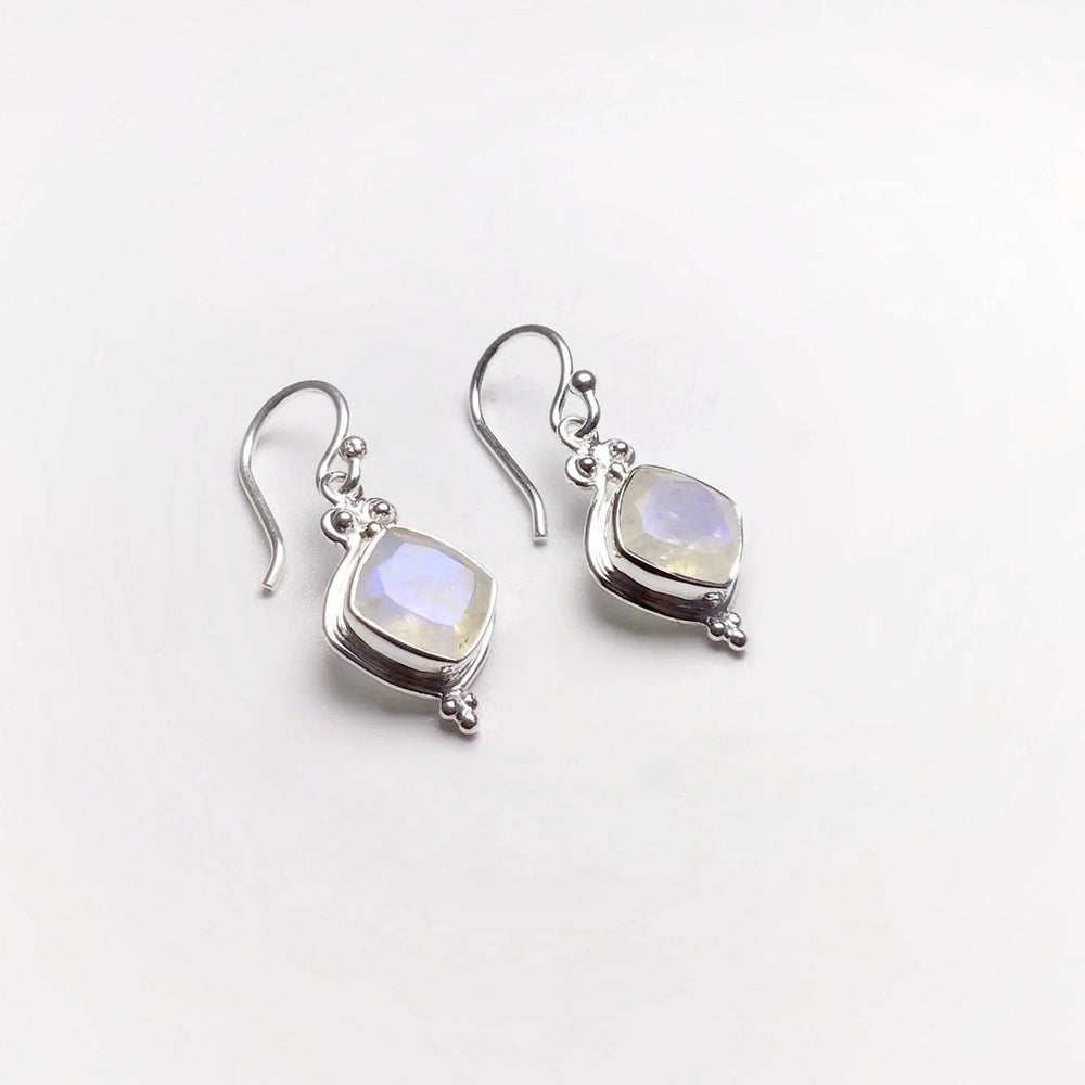 Rainbow Moonstone Dangle Earrings - Rocks and Gems Canada