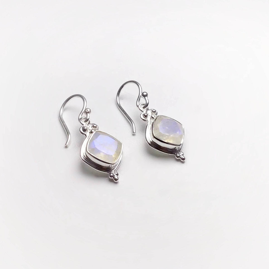 Rainbow Moonstone Dangle Earrings - Rocks and Gems Canada
