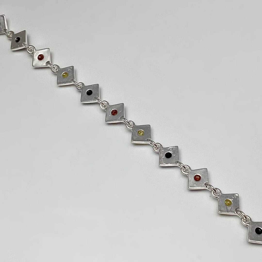 Mixed Amber Sterling Silver Bracelet - Rocks and Gems Canada