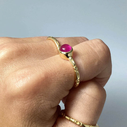 Pink Jade Gold Finish Ring - Rocks and Gems Canada