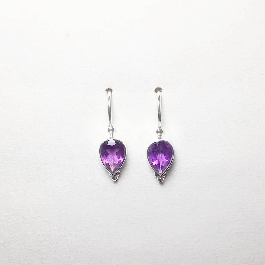 Amethyst Faceted Dangle Earrings - Rocks and Gems Canada