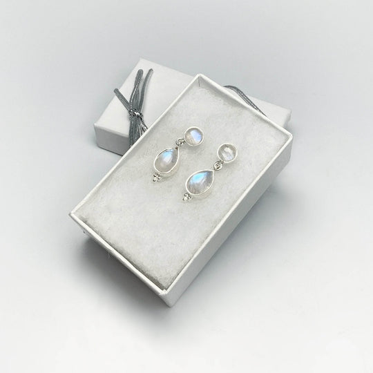 Rainbow Moonstone Stud Earrings - Rocks and Gems Canada