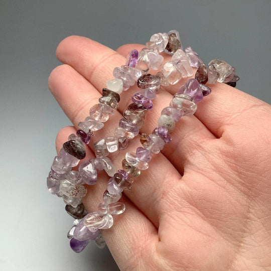Mixed Purple Rutilated Quartz Chip Beaded Bracelet - Rocks and Gems Canada