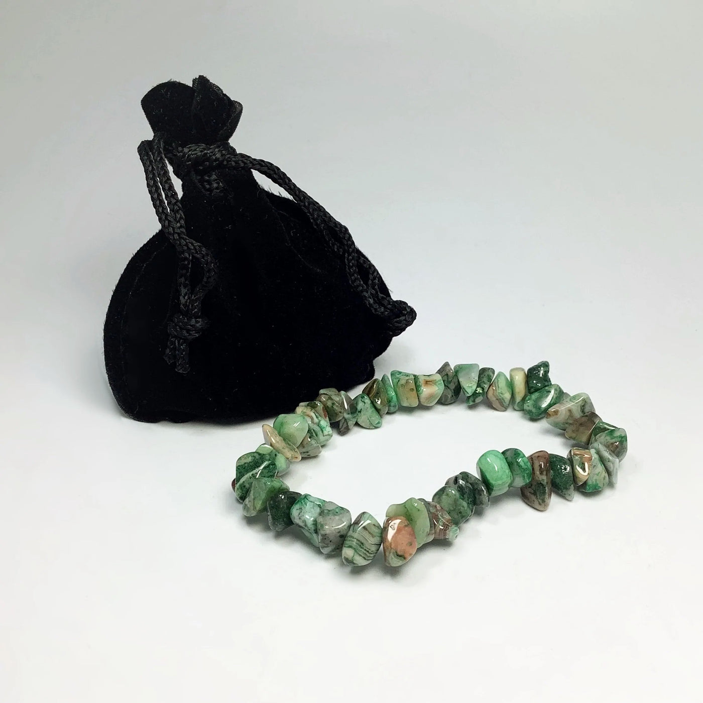Green Crazy Lace Agate Chip Beaded Bracelet
