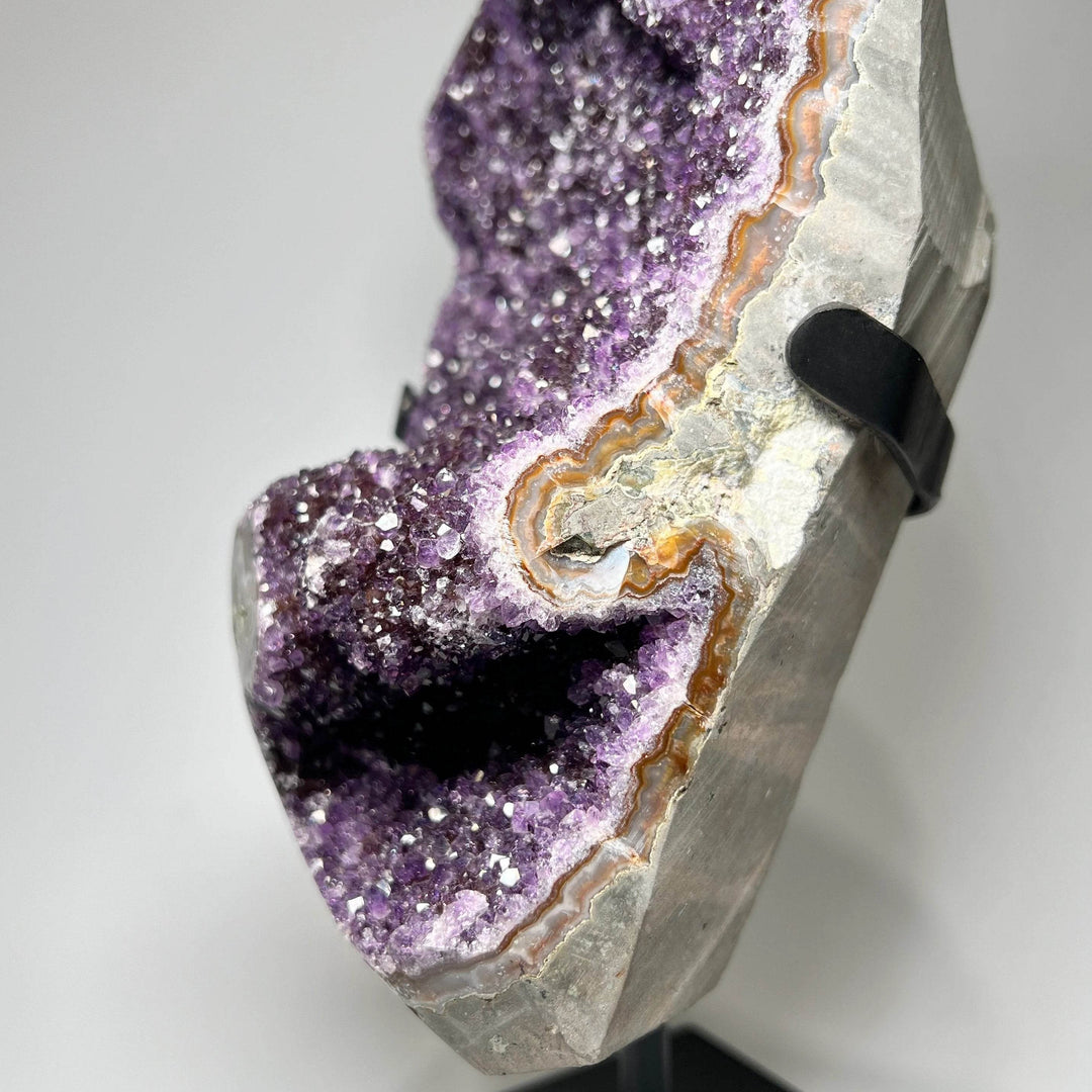 Large Amethyst Druze Cluster on Display Stand - Rocks and Gems Canada