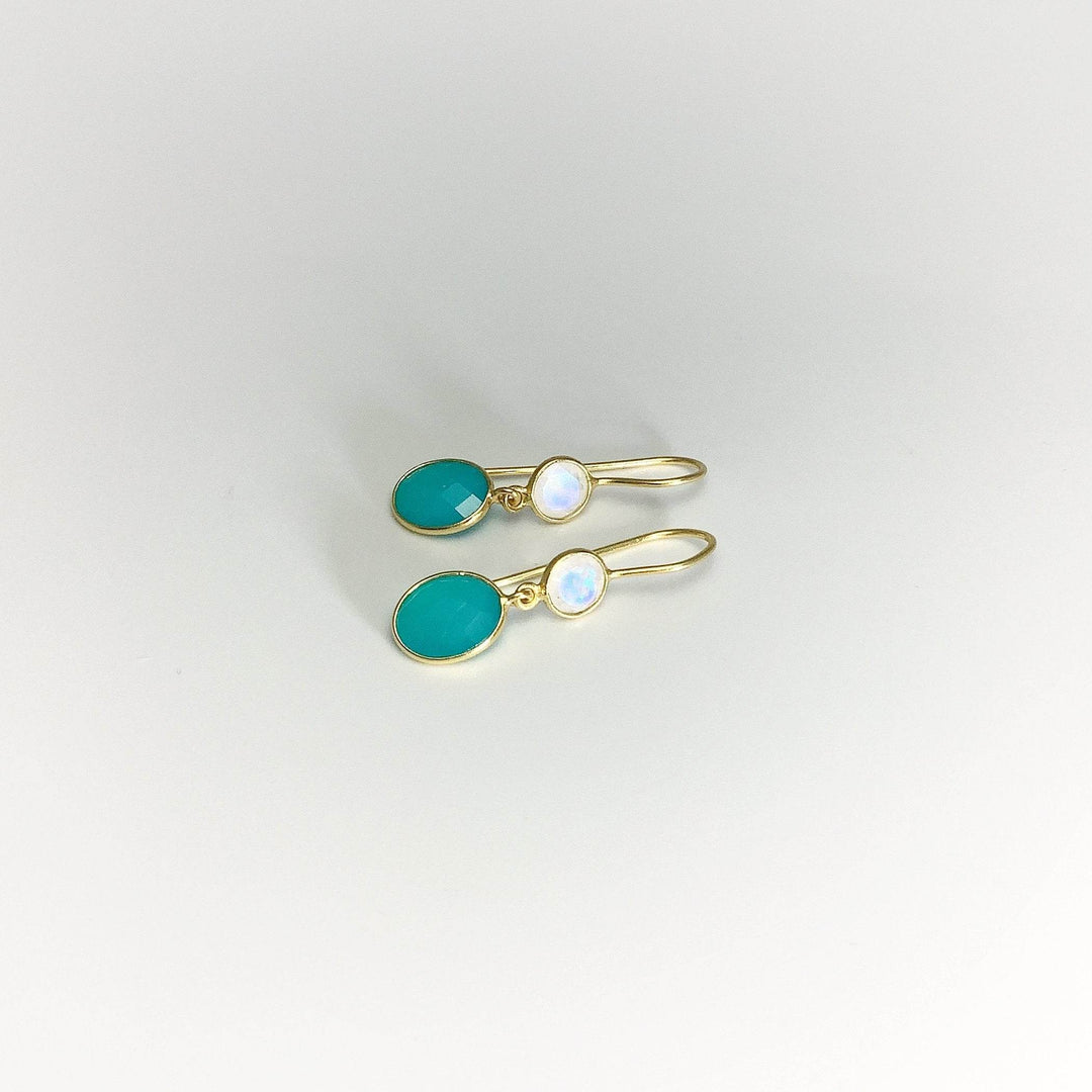 Blue Onyx and Moonstone Dangle Earrings - Rocks and Gems Canada