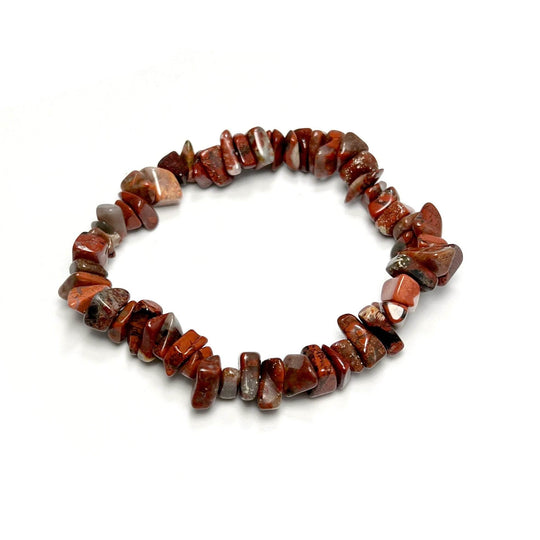 Red Brecciated Jasper Chip Beaded Bracelet - Rocks and Gems Canada