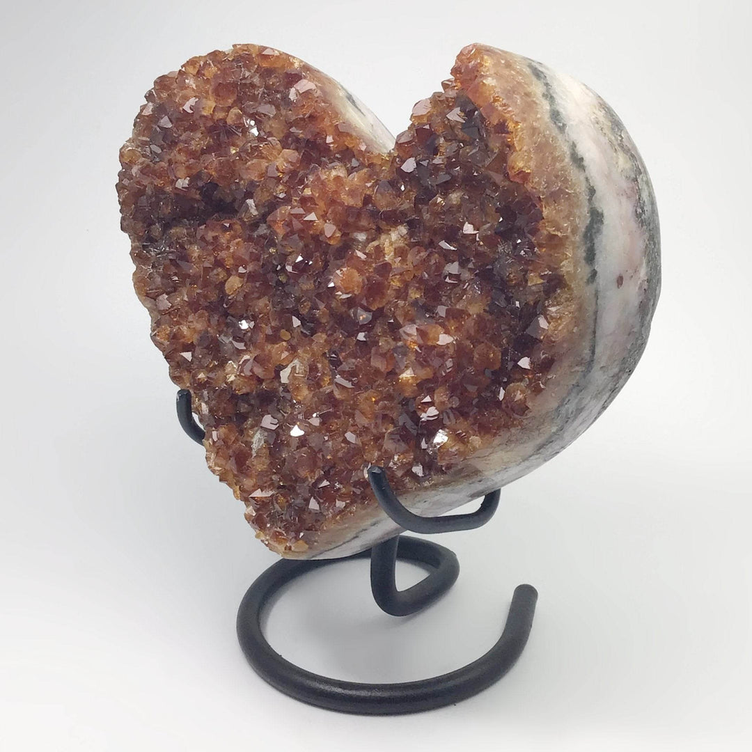 Citrine Druze Cluster Heart On Stand - Rocks and Gems Canada