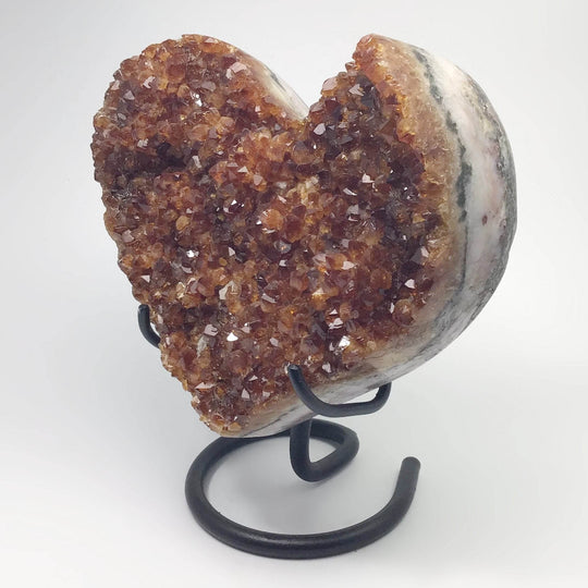 Citrine Druze Cluster Heart On Stand - Rocks and Gems Canada