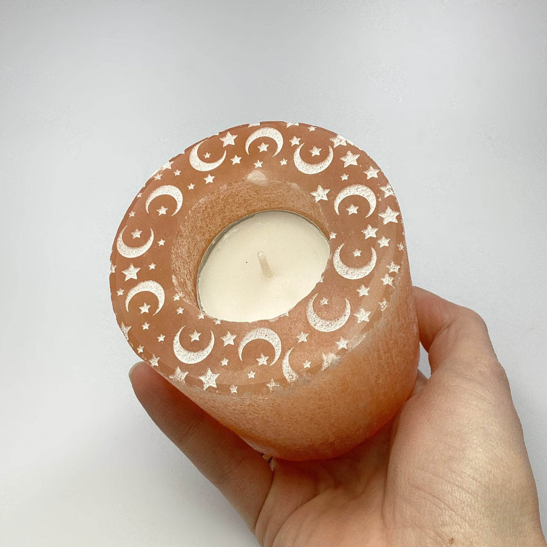 Selenite Candle Holder - Rocks and Gems Canada