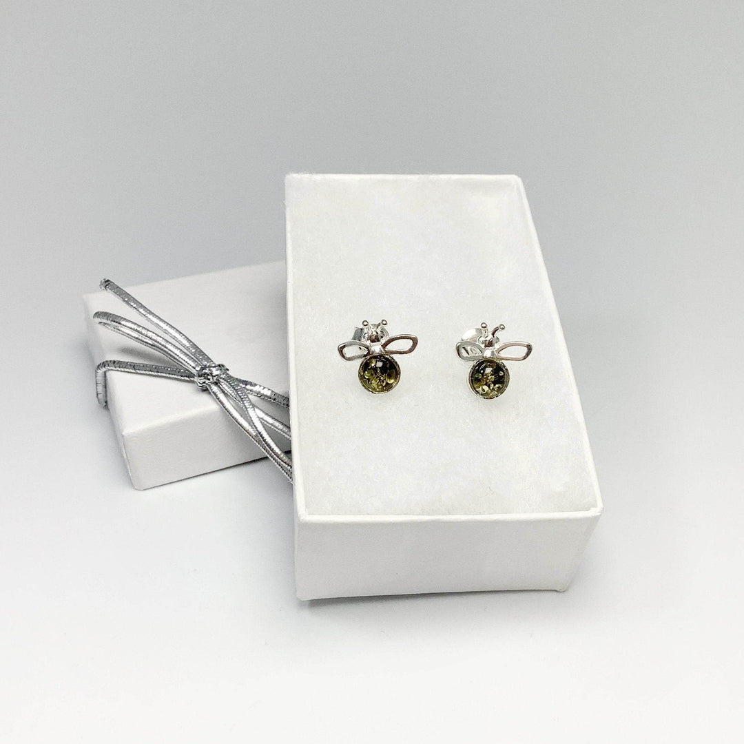 Green Amber Stud Earrings - Rocks and Gems Canada