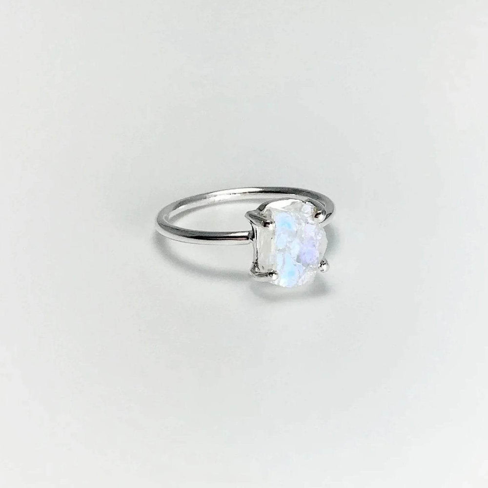 Raw Rainbow Moonstone Ring - Rocks and Gems Canada