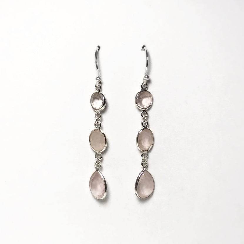 Rose Quartz Faceted Dangle Earrings - Rocks and Gems Canada