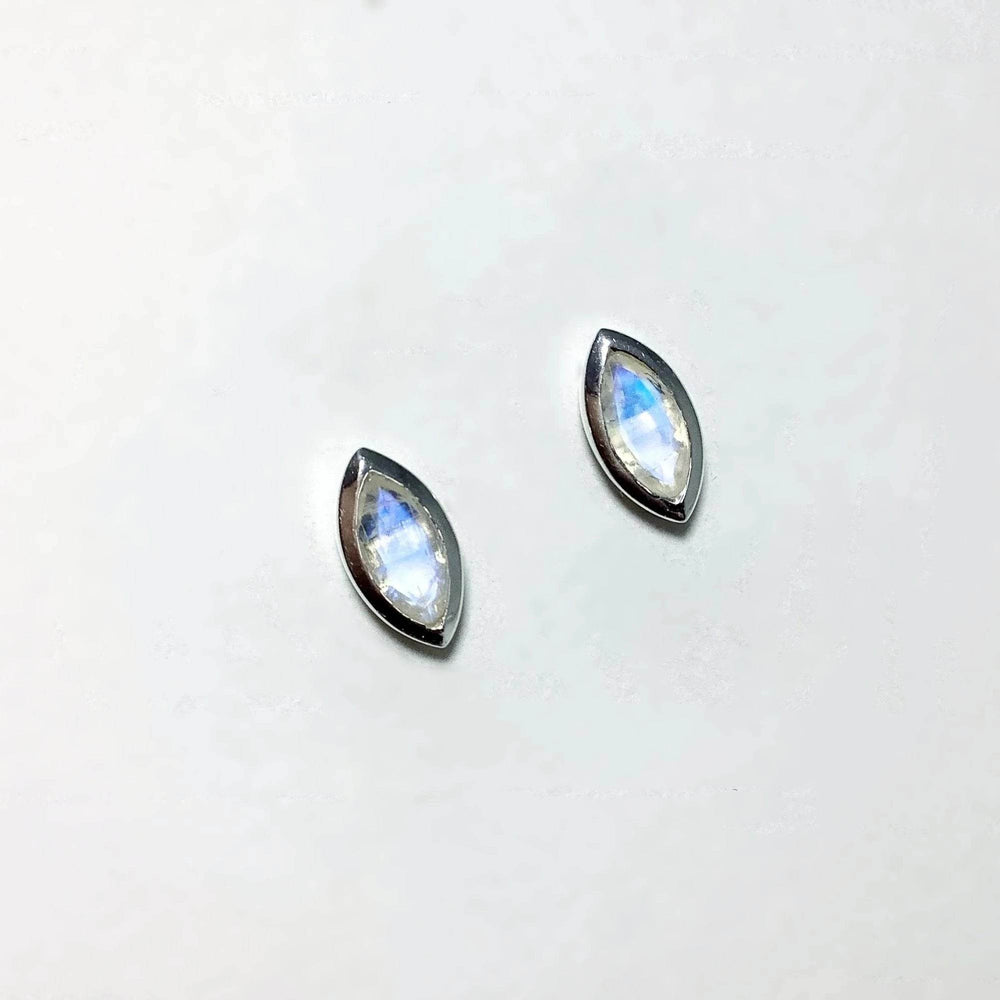 Faceted Rainbow Moonstone Stud Earrings - Rocks and Gems Canada
