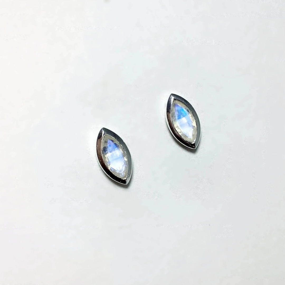 Faceted Rainbow Moonstone Stud Earrings - Rocks and Gems Canada