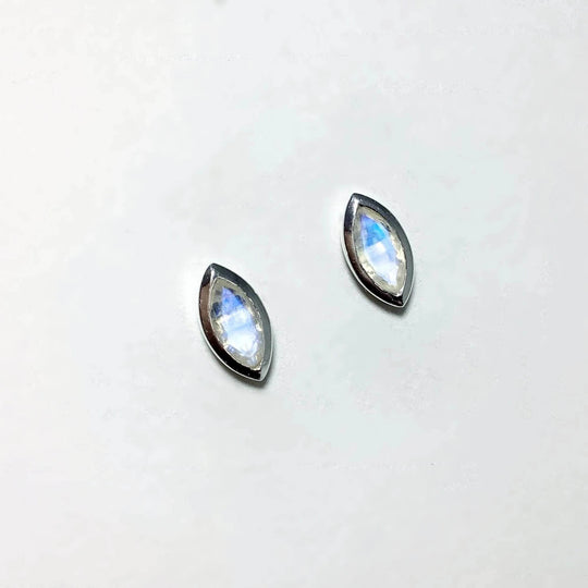 Faceted Rainbow Moonstone Stud Earrings - Rocks and Gems Canada