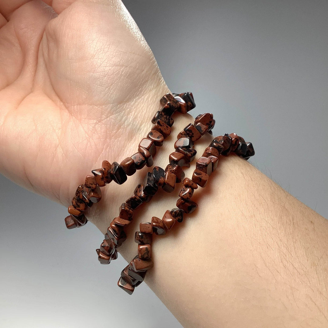 Mahogany Obsidian Chip Beaded Bracelet - Rocks and Gems Canada