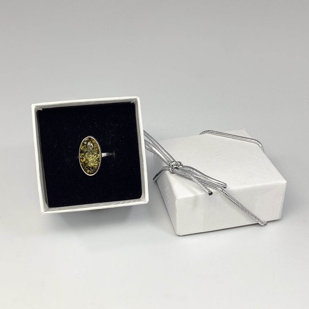 Green Amber Ring - Rocks and Gems Canada