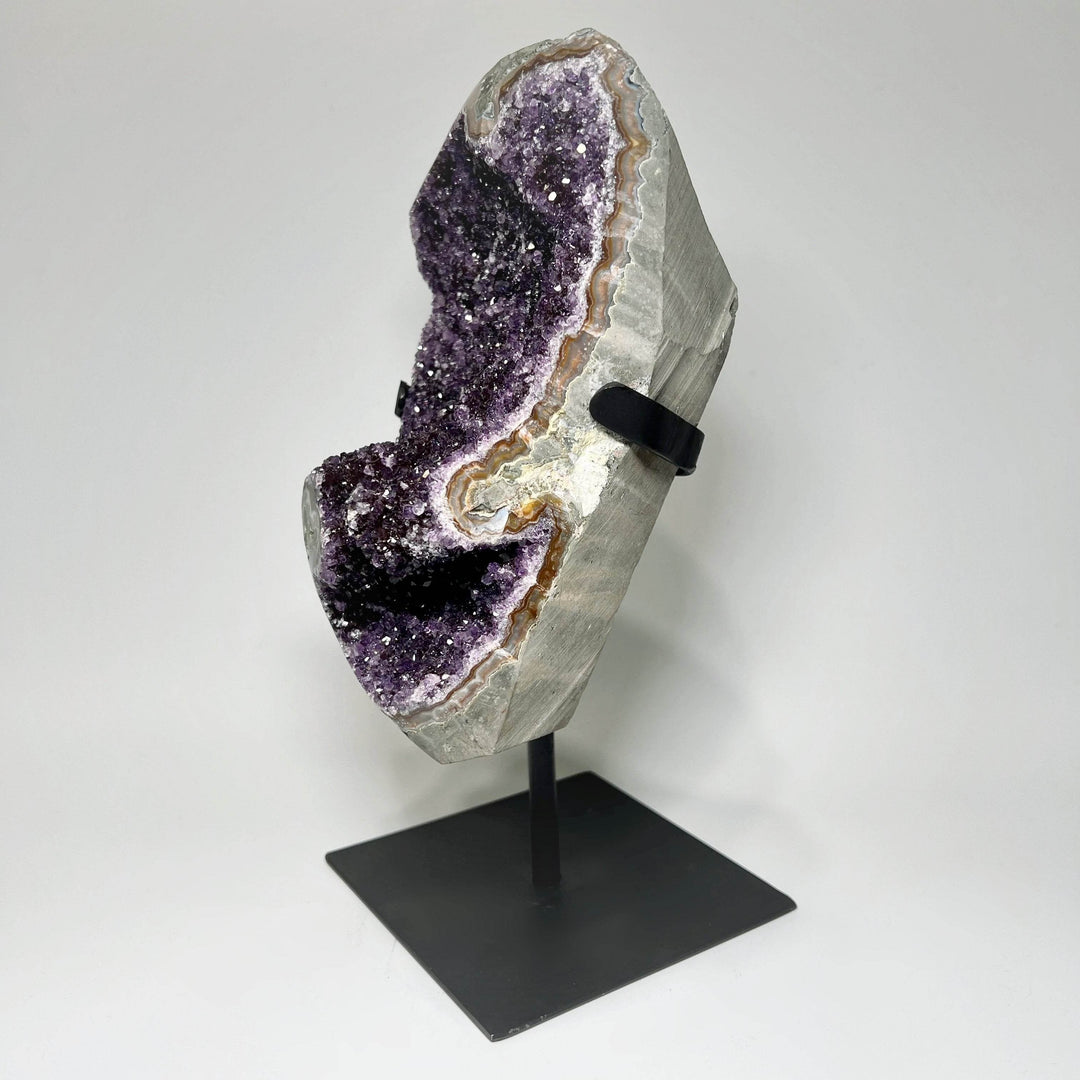 Large Amethyst Druze Cluster on Display Stand - Rocks and Gems Canada