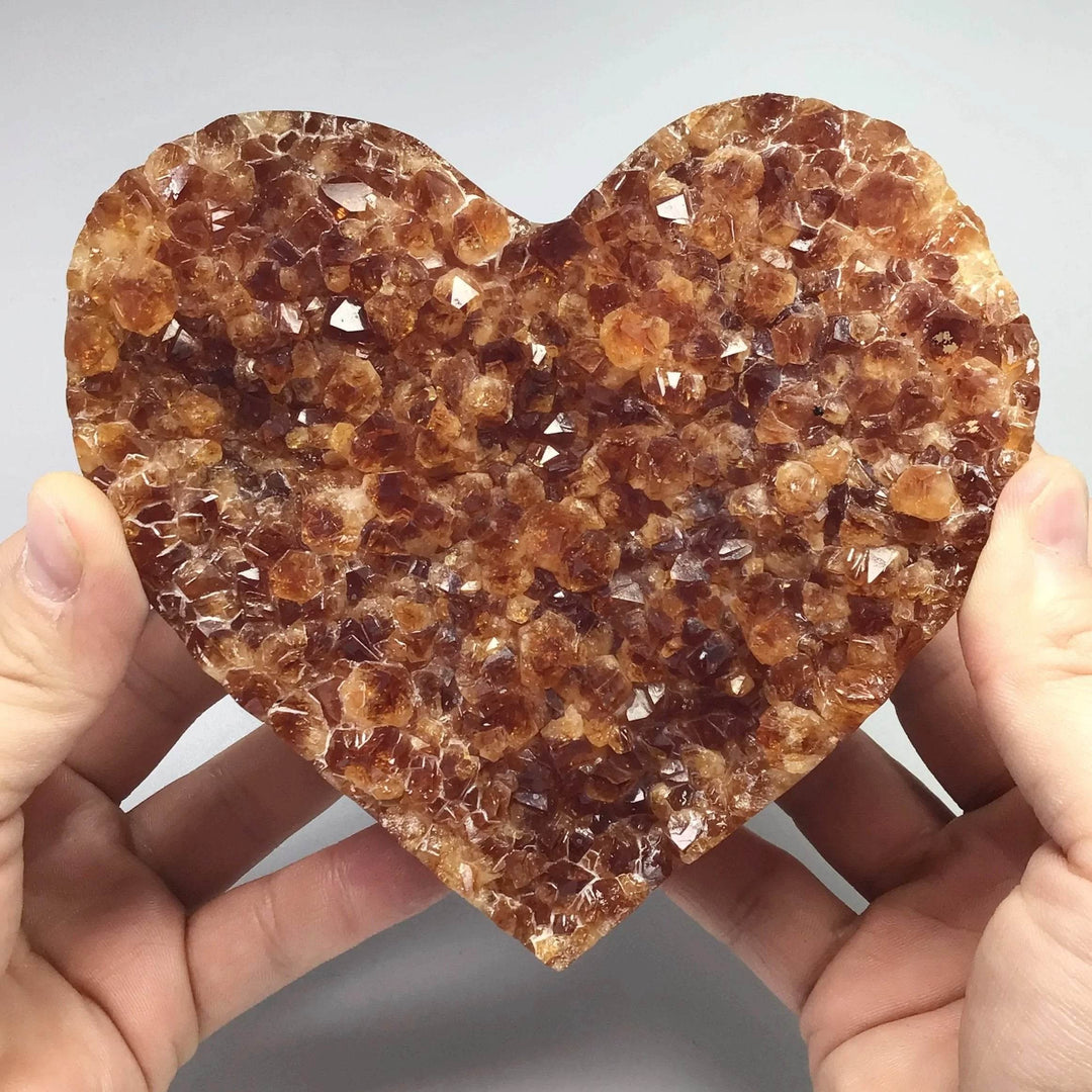 Citrine Druze Cluster Heart On Stand - Rocks and Gems Canada