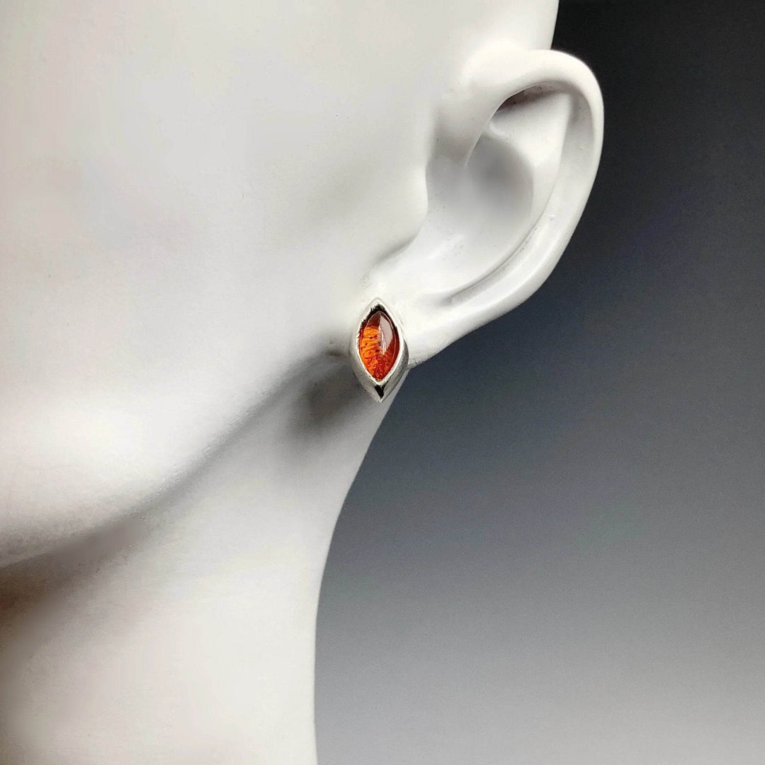 Cognac Amber Stud Earrings - Rocks and Gems Canada