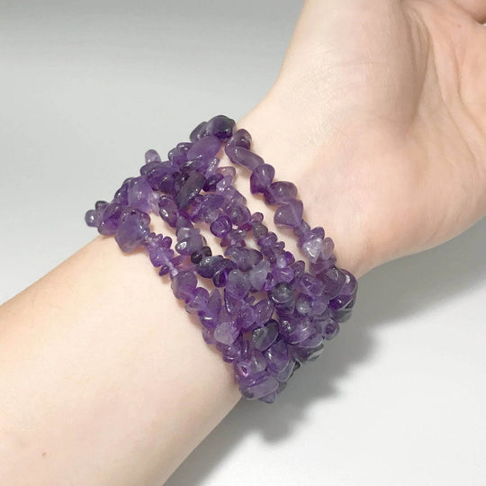 Amethyst Chip Beaded Bracelet - Rocks and Gems Canada