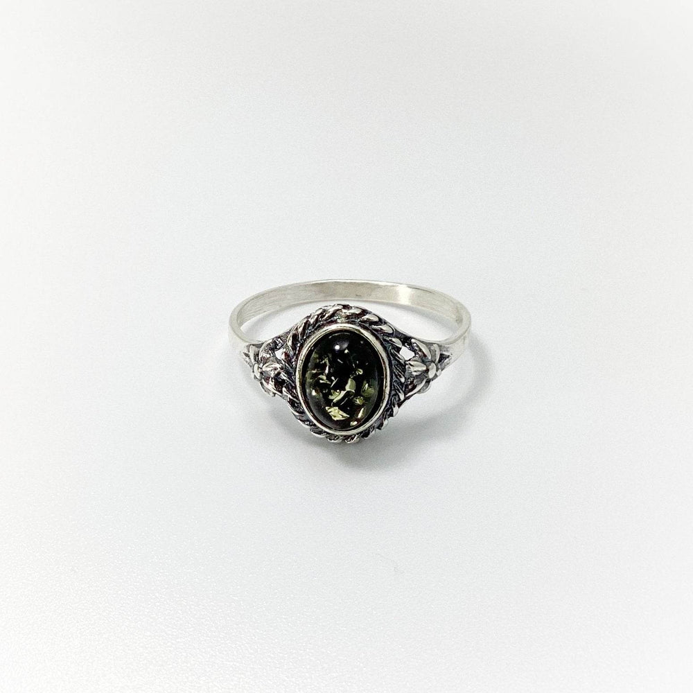 Green Amber Ring - Rocks and Gems Canada