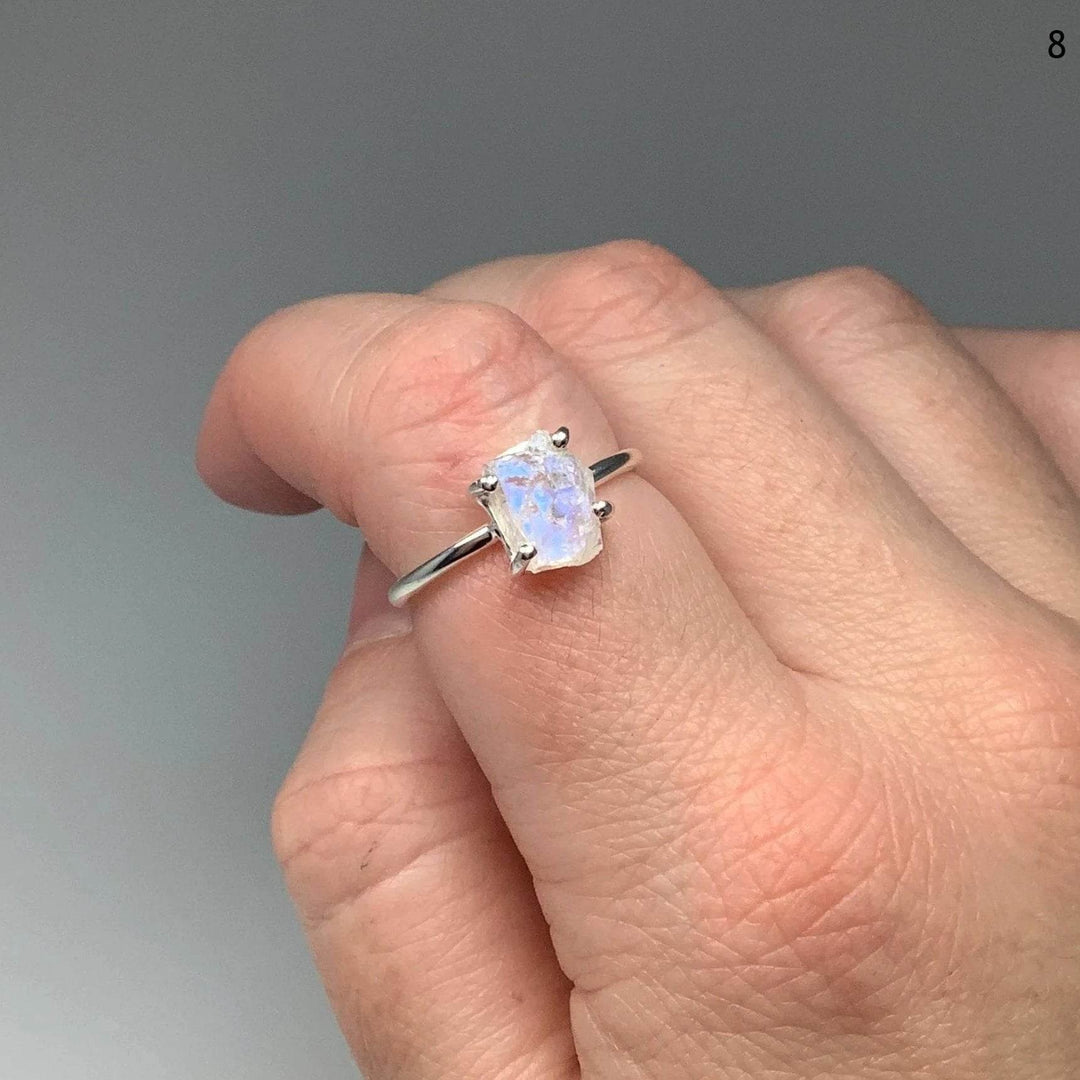 Raw Rainbow Moonstone Ring - Rocks and Gems Canada