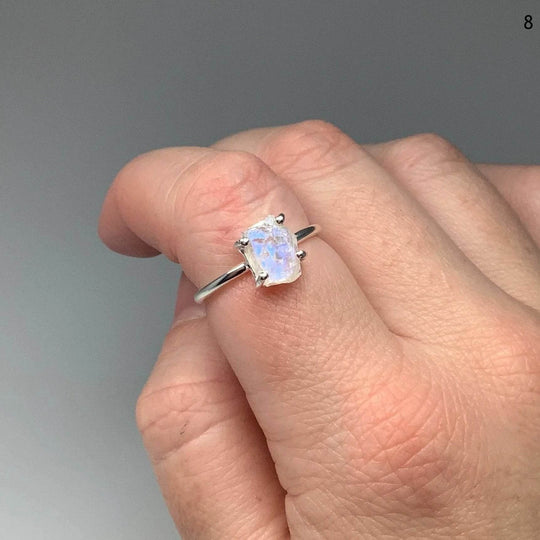 Raw Rainbow Moonstone Ring - Rocks and Gems Canada
