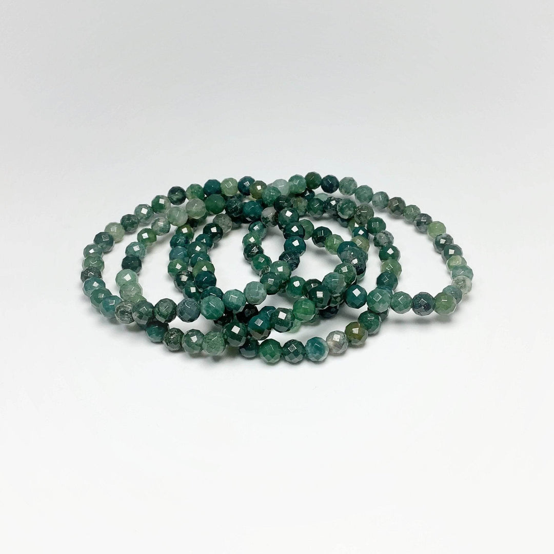 Moss Agate Faceted Beaded Bracelet - Rocks and Gems Canada