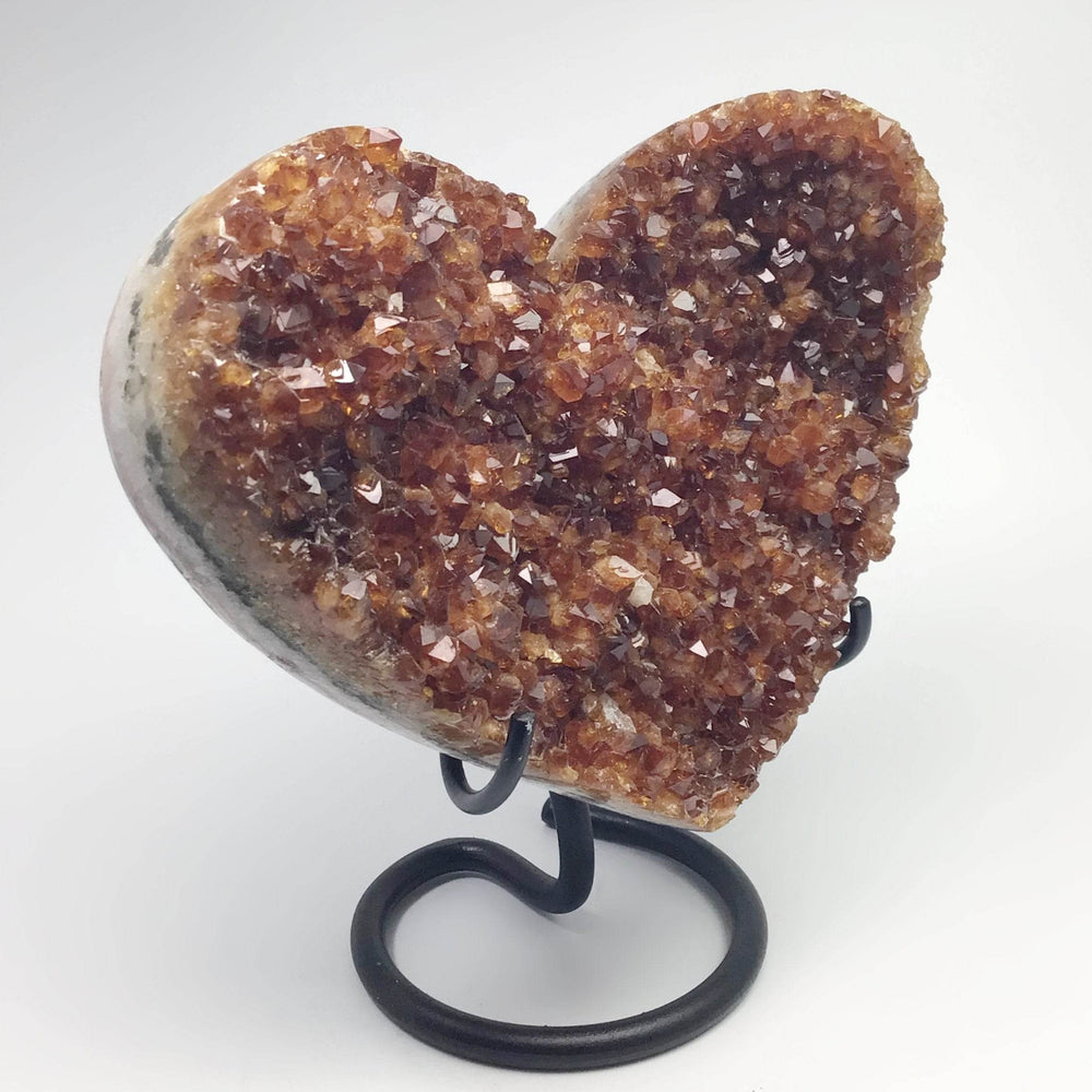 Citrine Druze Cluster Heart On Stand - Rocks and Gems Canada