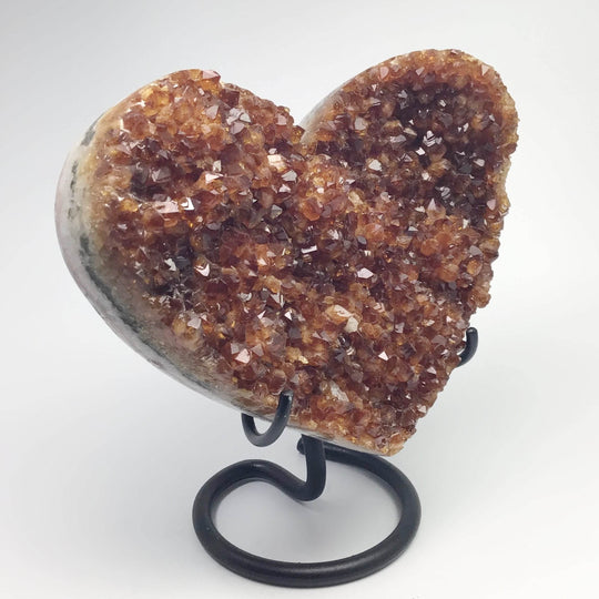 Citrine Druze Cluster Heart On Stand - Rocks and Gems Canada