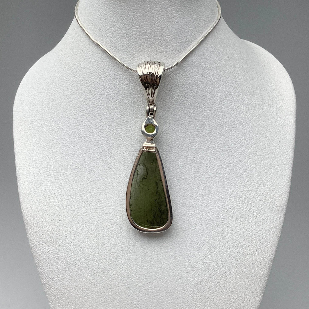 Moldavite and Peridot Pendant - Rocks and Gems Canada