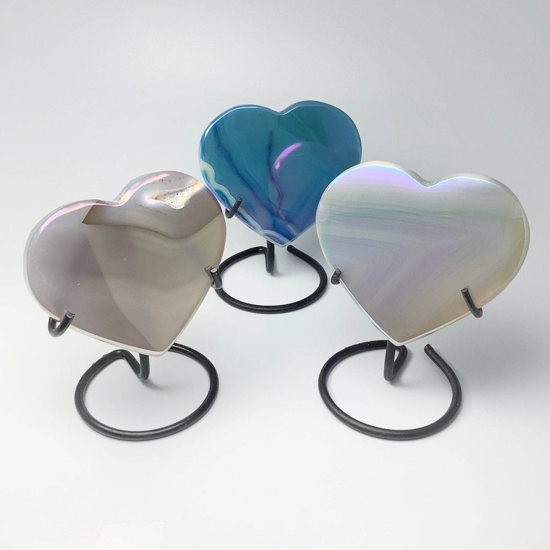 Rainbow Agate Heart on Stand - Rocks and Gems Canada