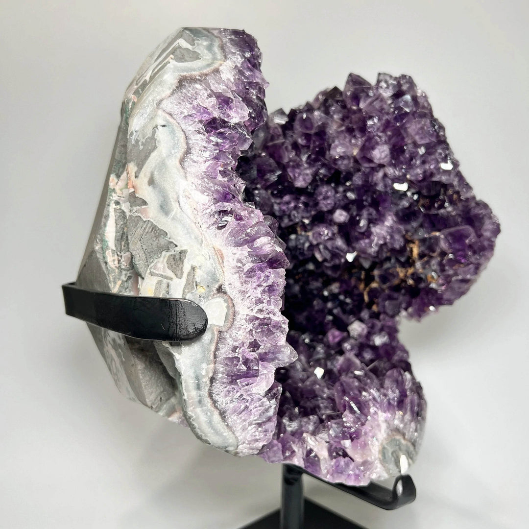 Large Amethyst Druze Cluster on Display Stand - Rocks and Gems Canada