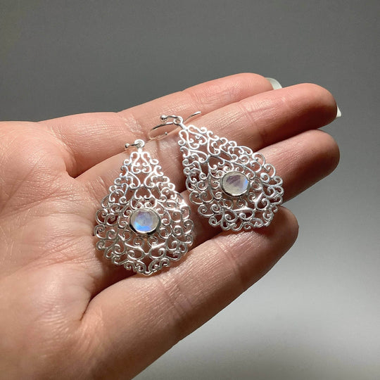 Rainbow Moonstone Dangle Earrings - Rocks and Gems Canada
