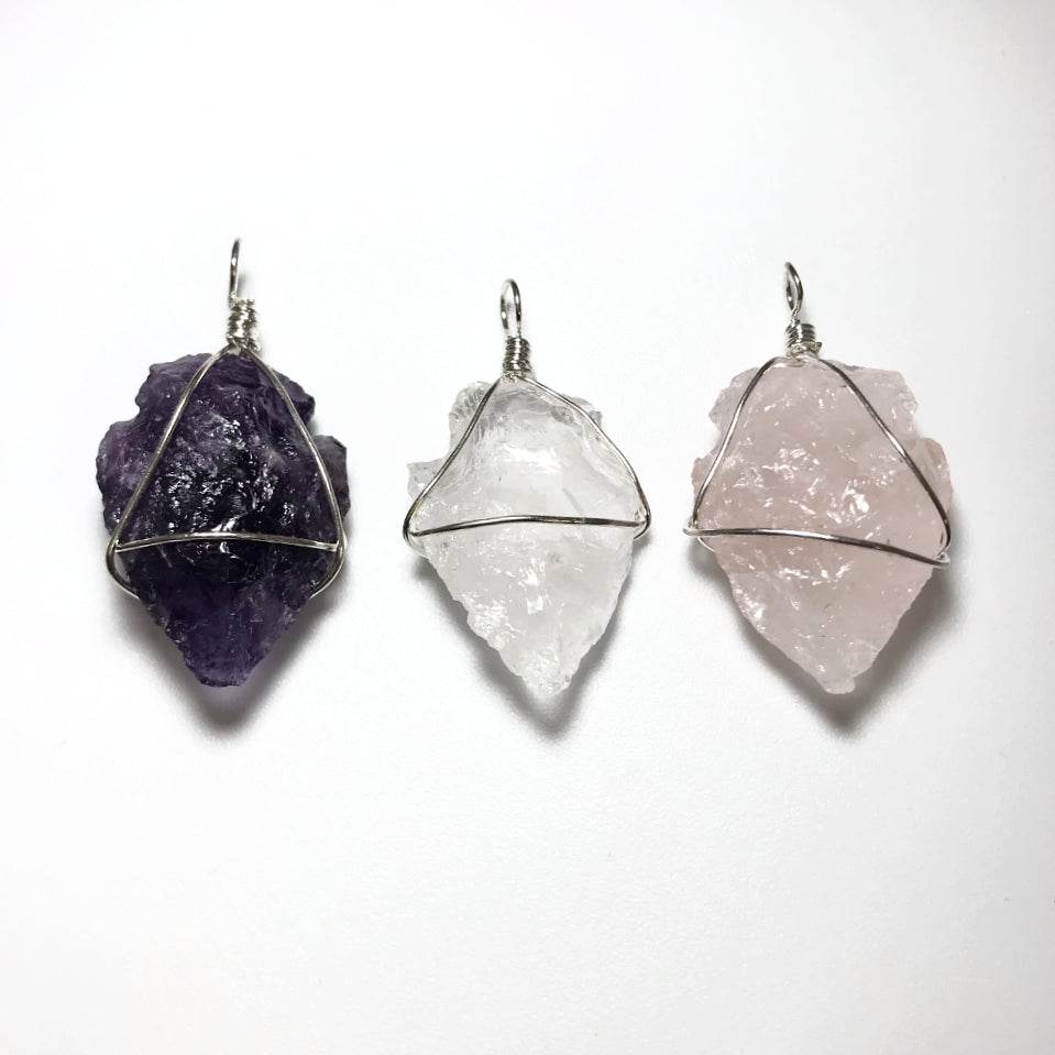 Arrowhead Wire Wrapped Gemstone Pendant - Rocks and Gems Canada
