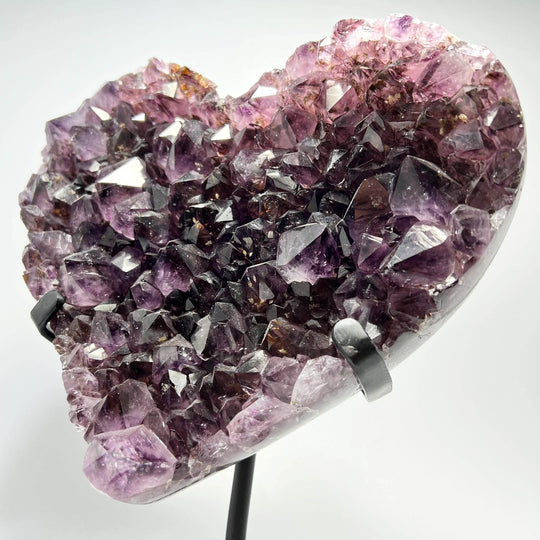 Large Amethyst Druze Cluster Heart On Stand - Rocks and Gems Canada
