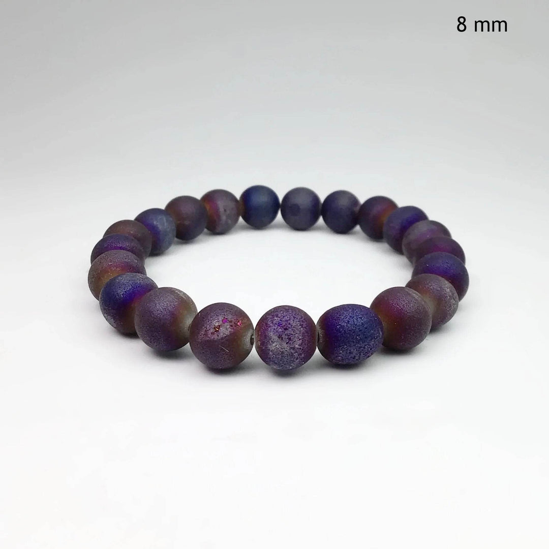 Druzy Matte Purple Beaded Bracelet - Rocks and Gems Canada