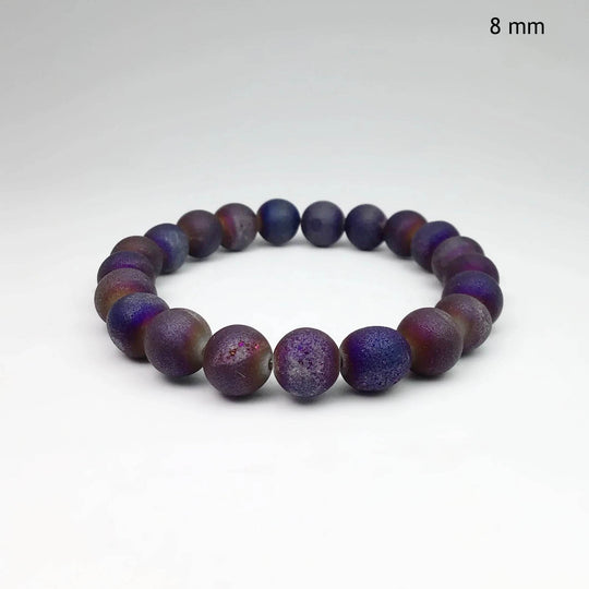 Druzy Matte Purple Beaded Bracelet - Rocks and Gems Canada