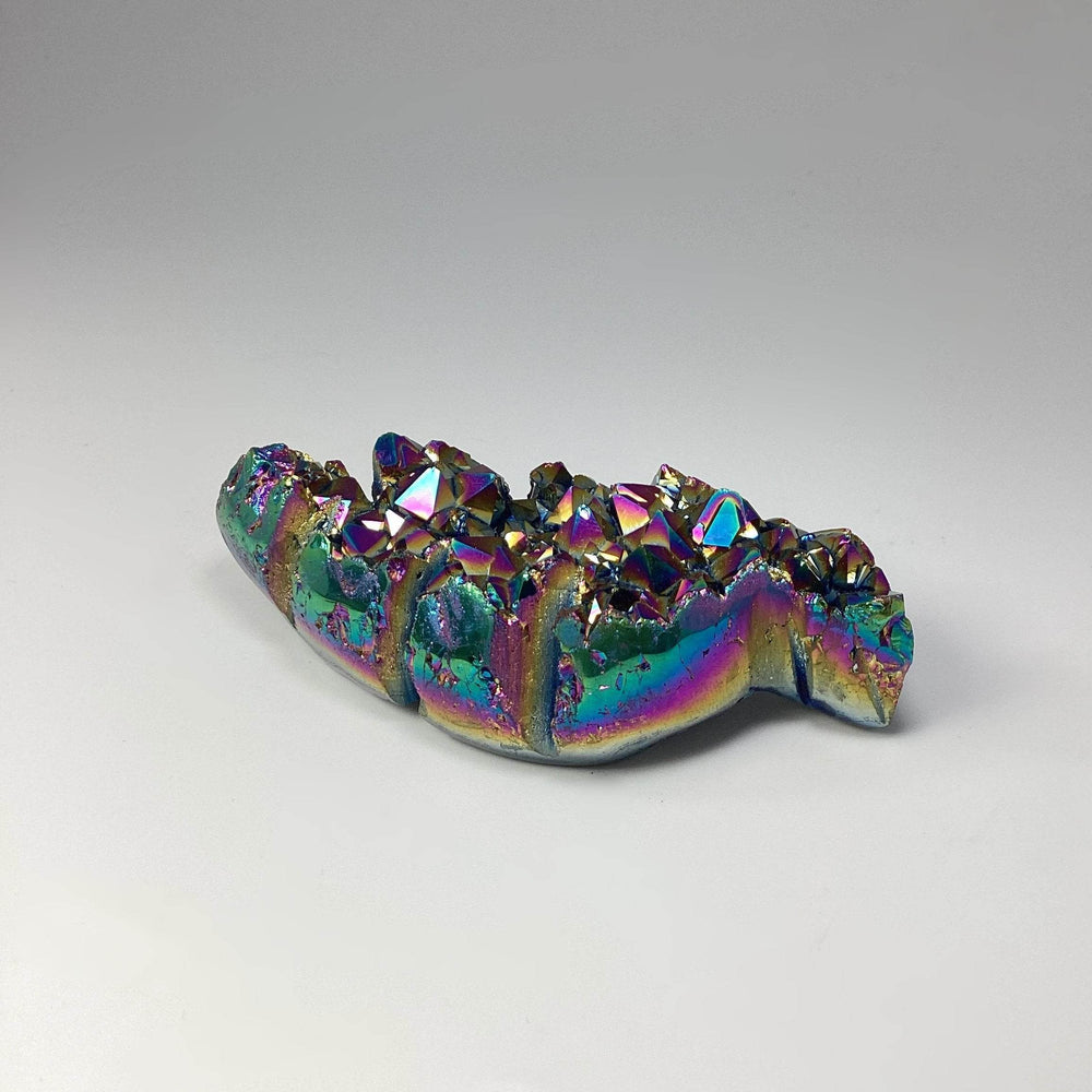 Rainbow Amethyst Druze Cluster Leaf Carving - Rocks and Gems Canada